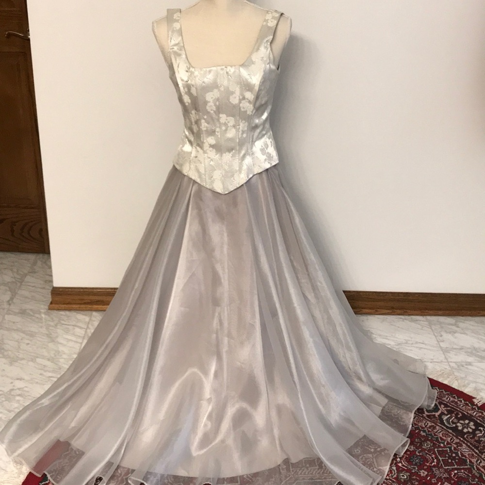 White / Silver Formal Dress